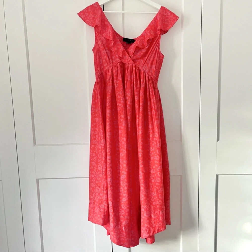 Hatch floral maternity dress red/pink v-neck size 1 (2-4 pre-pregnancy) - Picture 1 of 6